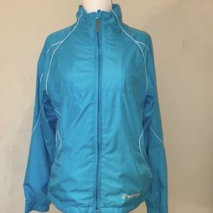 Sunice lightweight turquoise/white zippered golf tennis windbreaker rain Sz S